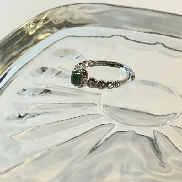 Elegant Sterling Silver Jade Ring – Dainty Halo Style, Size 5.45 Adjustable NWOT - Picture 9 of 11